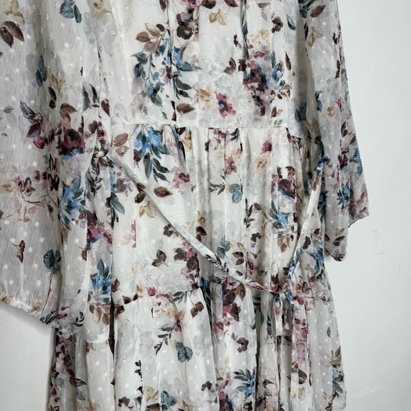 Torrid Ivory Floral Chiffon Clip Dot Skater Dress Size 2X - Picture 5 of 7